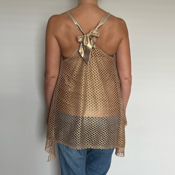 💕Custom Designer Gold Mesh Couture Top Size S - Picture 2 of 3